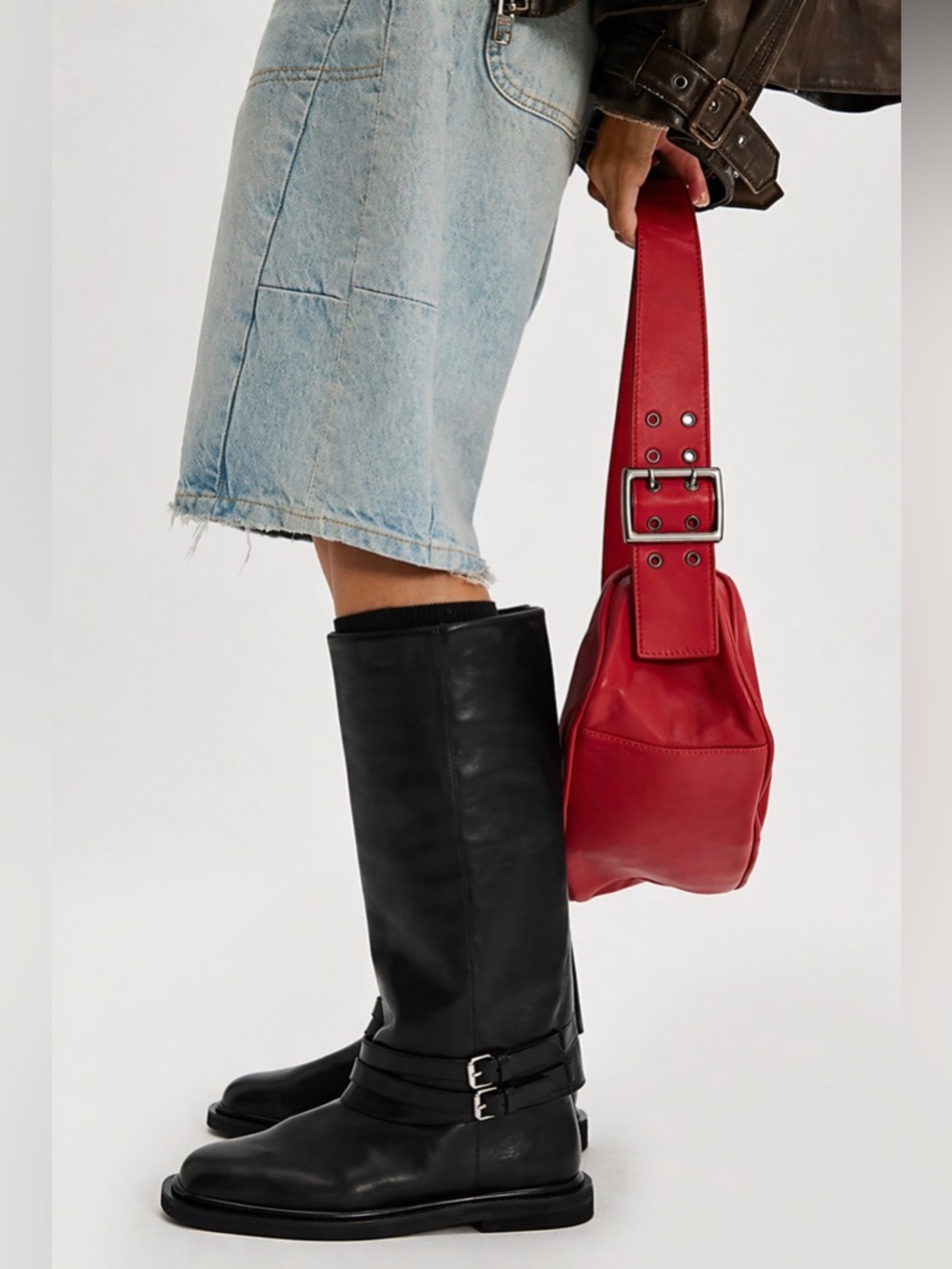 FREE PEOPLE Stovepipe Foldover Boots Black Size 8.5